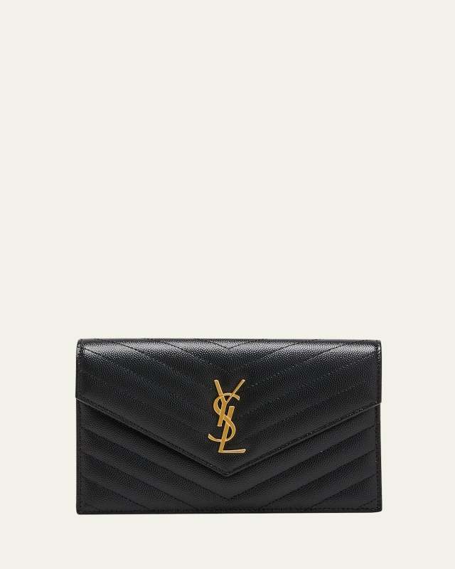 YSL Monogram Small Wallet on Chain in Grained Leather